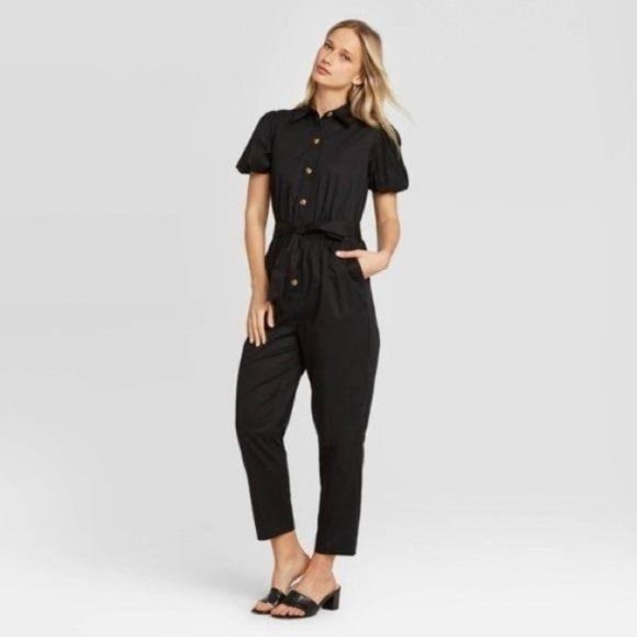 Who What Wear Pants - NEW Women's Puff Short Sleeve Collared Jumpsuit